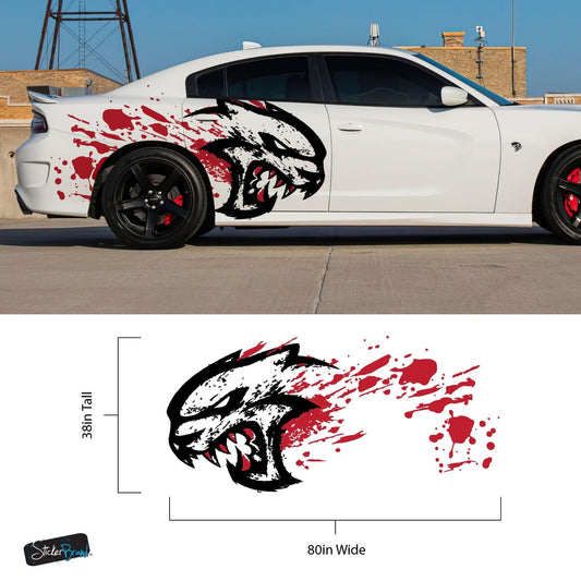 Hellcat Decal Sticker for Challenger, Charger, Durango SRT. Blood Splatter Car Decal. #6993
