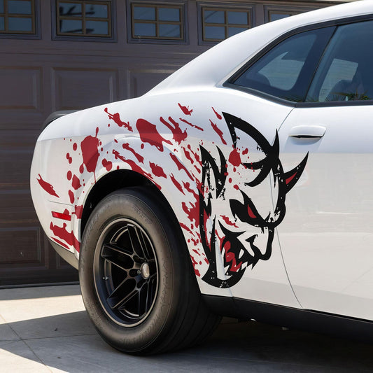 Demon Decal Sticker for Dodge Challenger SRT. Blood Splatter Car Decal. #6994