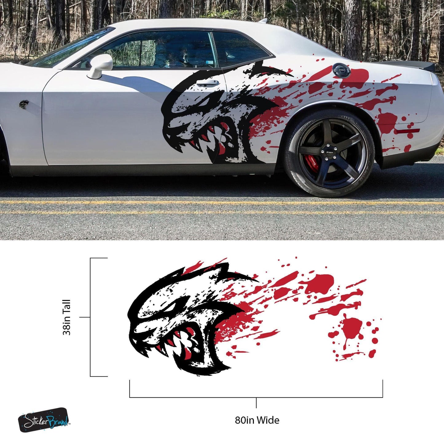 Hellcat Decal Sticker for Challenger, Charger, Durango SRT. Blood Splatter Car Decal. #6993