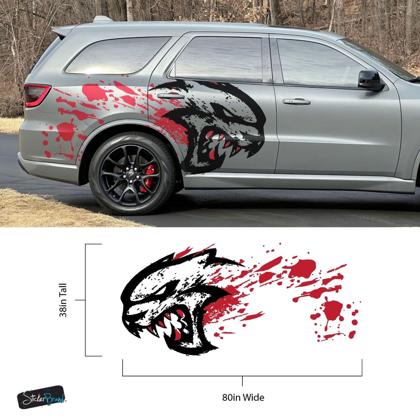 Hellcat Decal Sticker for Challenger, Charger, Durango SRT. Blood Splatter Car Decal. #6993